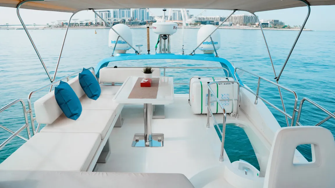 X33, a Azimut Azimut 50 yacht at Dubai Harbour, United Arab Emirates