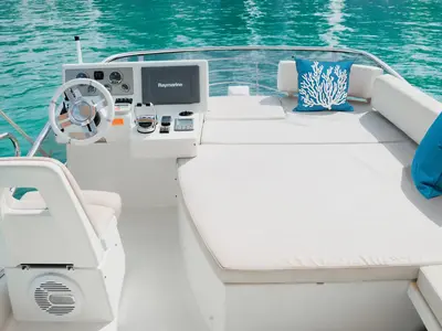 X33, a Azimut Azimut 50 yacht at Dubai Harbour, United Arab Emirates