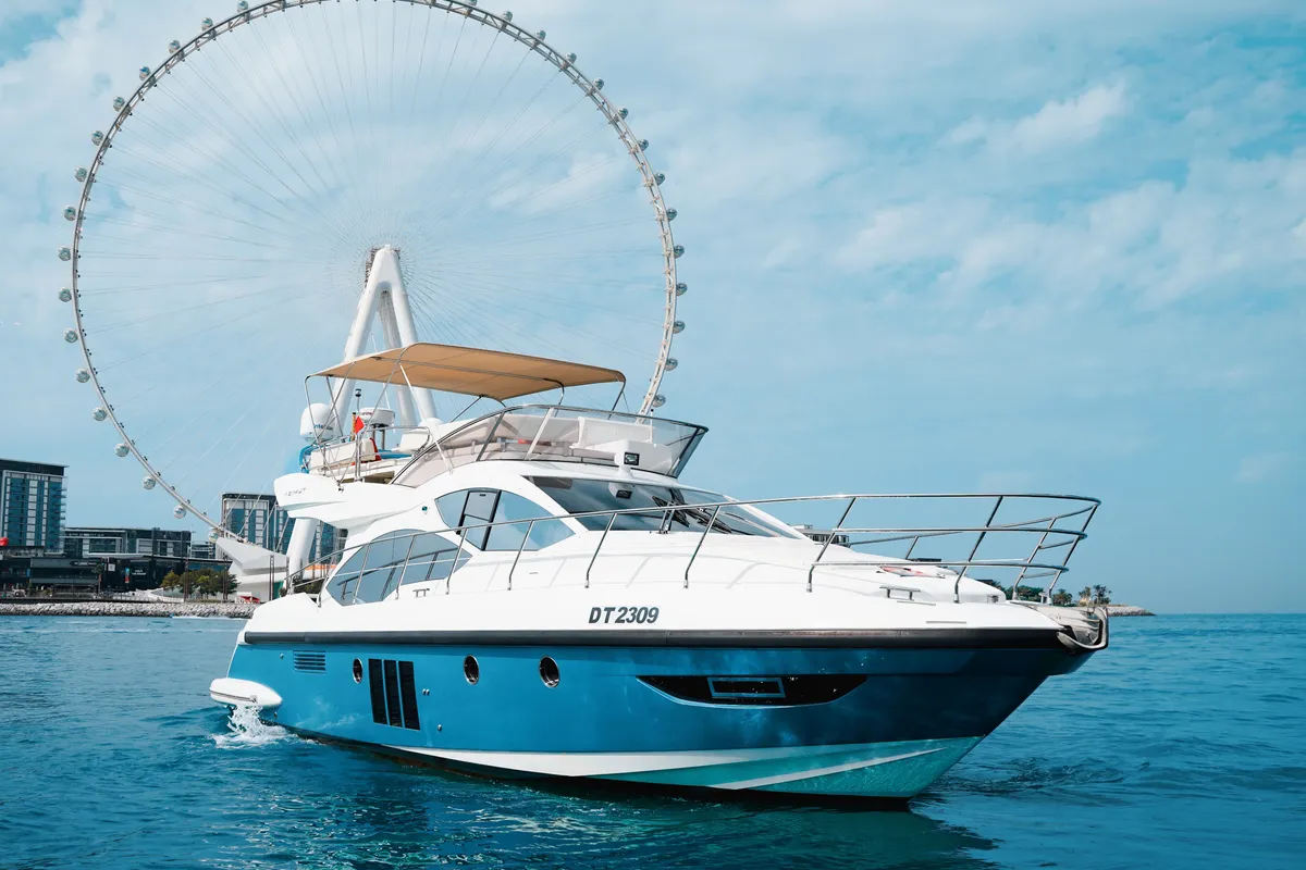 X33, a Azimut Azimut 50 yacht at Dubai Harbour, United Arab Emirates