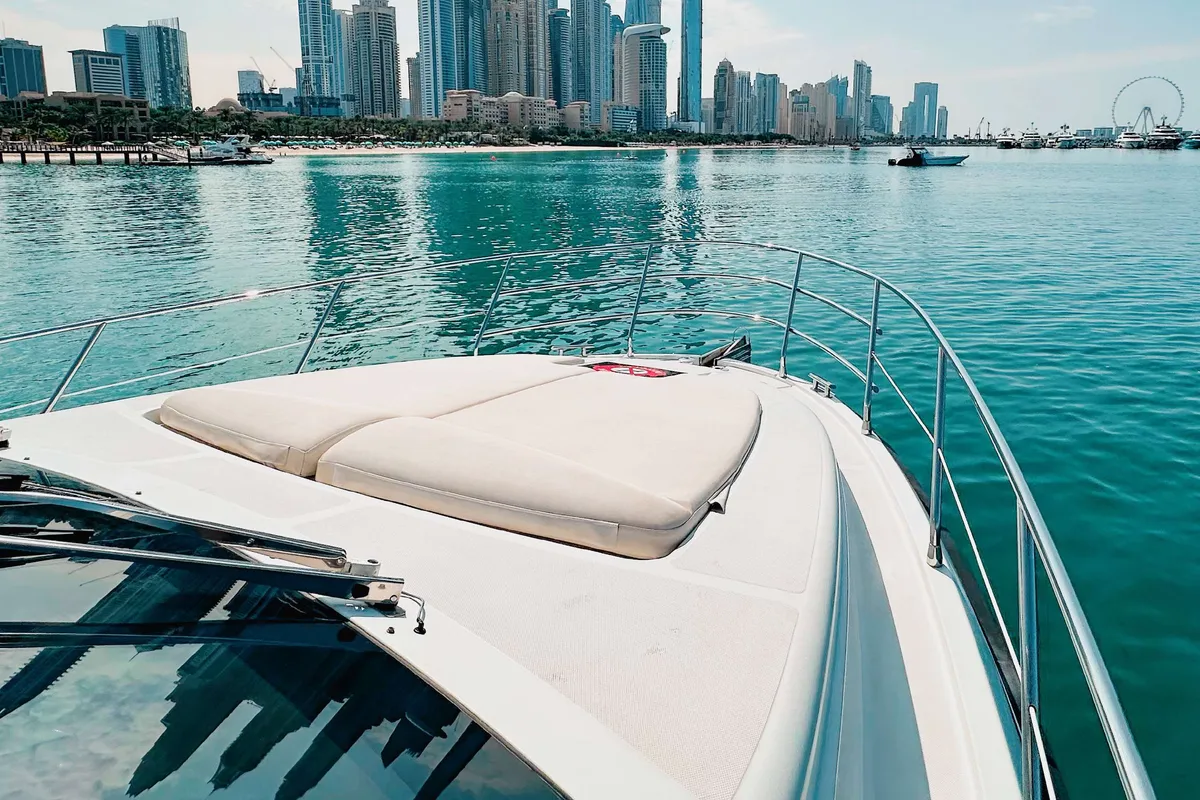 X33, a Azimut Azimut 50 yacht at Dubai Harbour, United Arab Emirates