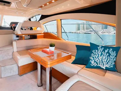 X33, a Azimut Azimut 50 yacht at Dubai Harbour, United Arab Emirates