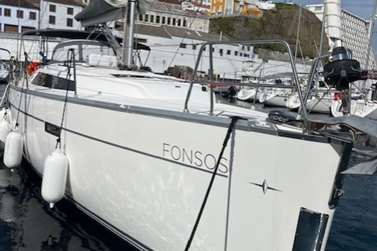 Exterior view of Fonsos, a Bavaria 46 Cruiser sailboat at São Pedro, Portugal