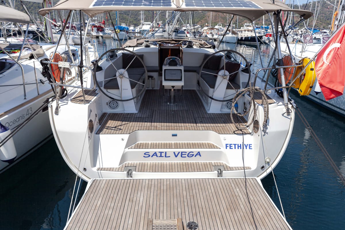 Sail Vega, a Bavaria Cruiser 46 sailboat at Fethiye, Turkey