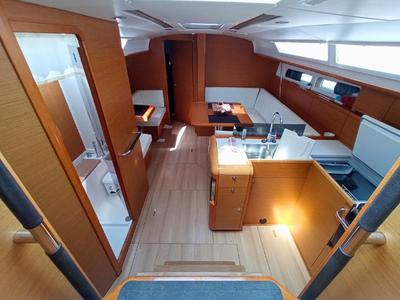 Salon of SO409-15L, a Jeanneau Sun Odyssey 409 sailboat at Municipal Unit of Lefkada, Greece
