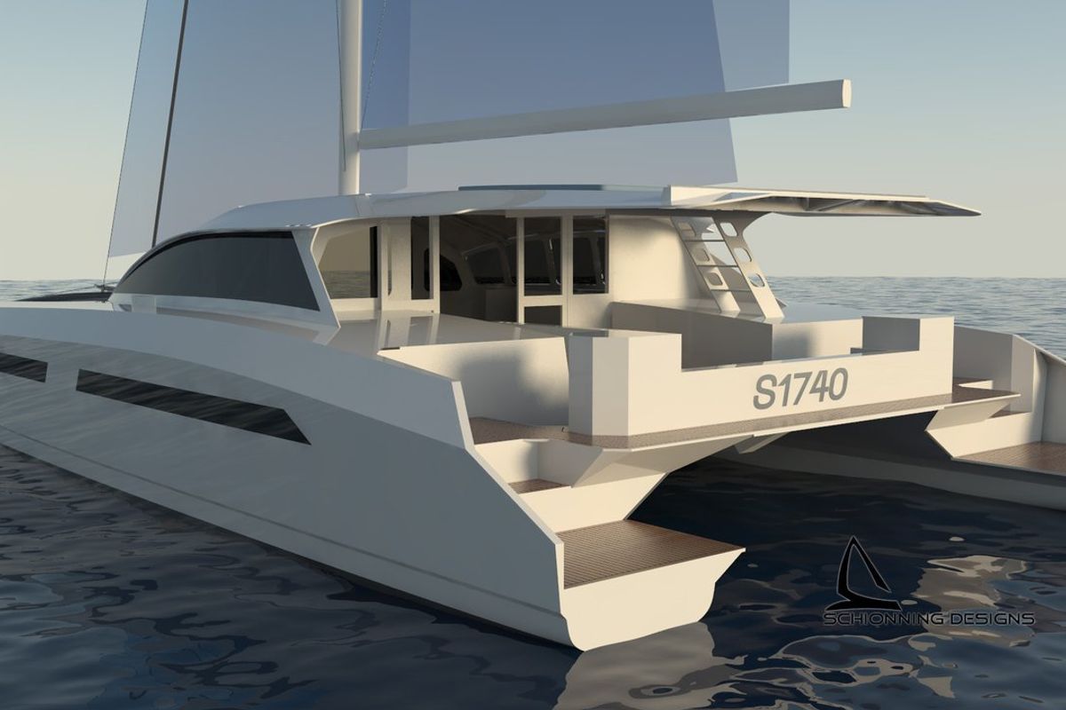 Exterior view of No Name, a Armor Boats Solitaire 1740 catamaran at Athens, Greece
