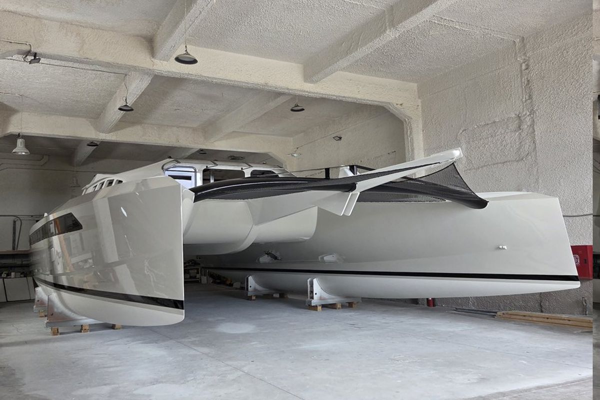Exterior view of No Name, a Armor Boats Solitaire 1740 catamaran at Athens, Greece