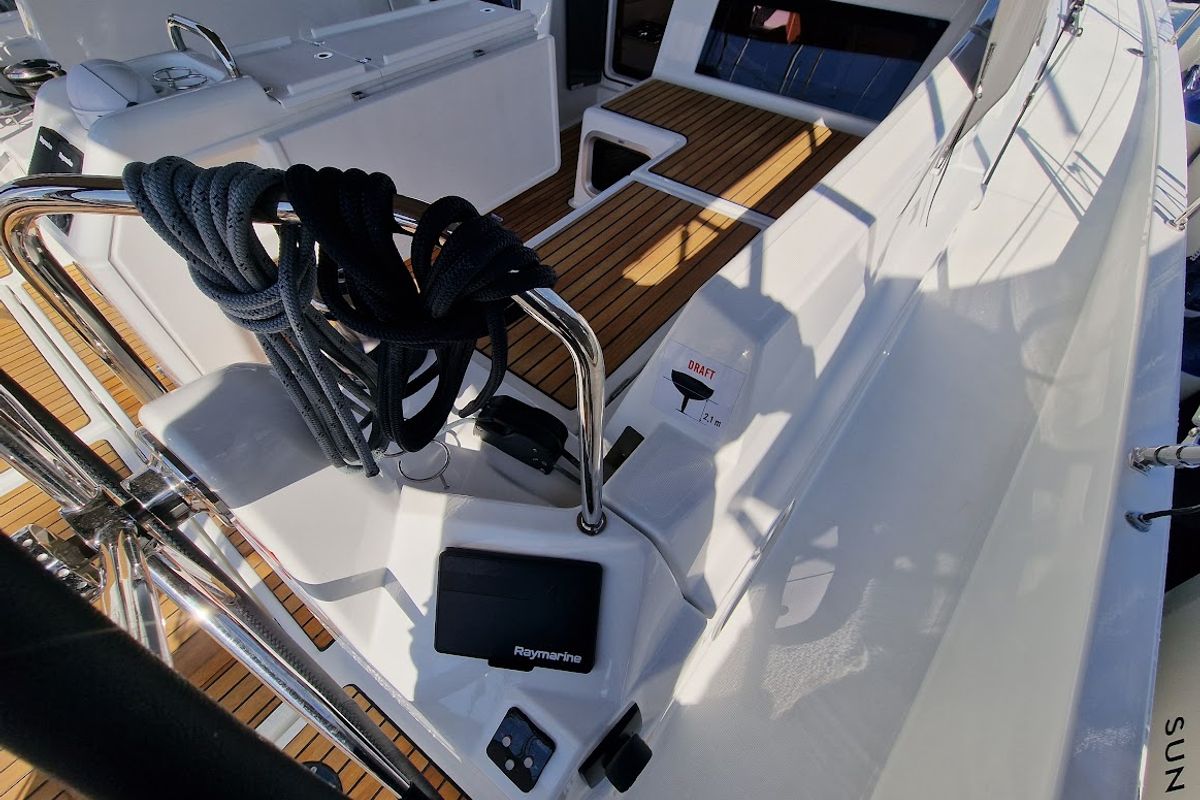 Cockpit of Vela, a Jeanneau Sun Odyssey 440 sailboat at Grad Biograd na Moru, Croatia