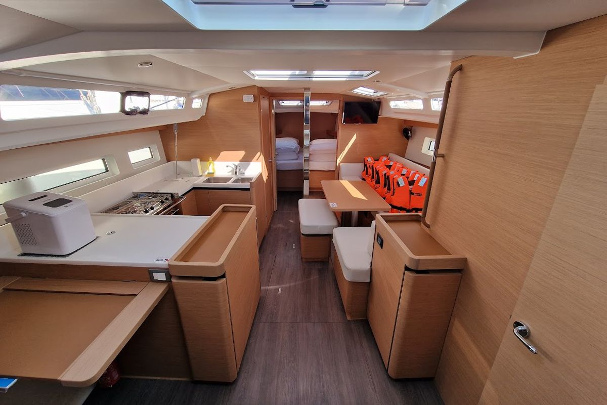 Salon of Vela, a Jeanneau Sun Odyssey 440 sailboat at Grad Biograd na Moru, Croatia