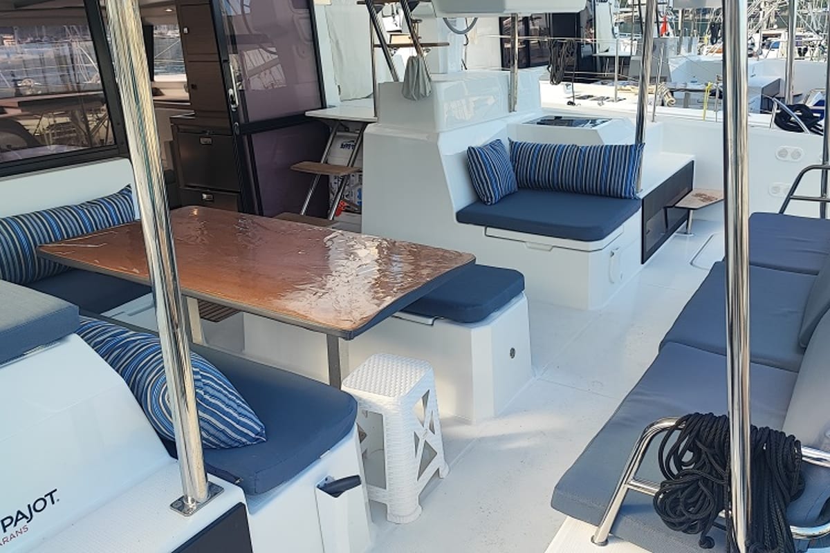 Reina, a Fountaine Pajot Astrea 42 catamaran at Fethiye, Turkey