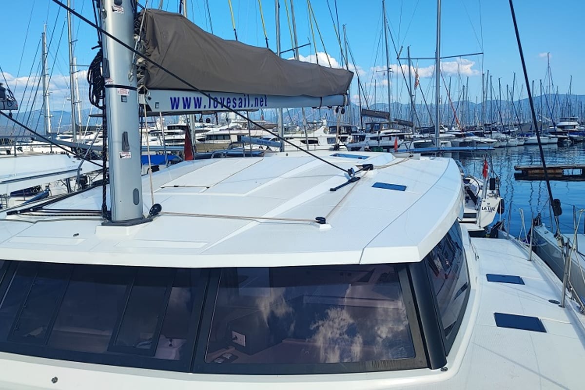 Reina, a Fountaine Pajot Astrea 42 catamaran at Fethiye, Turkey