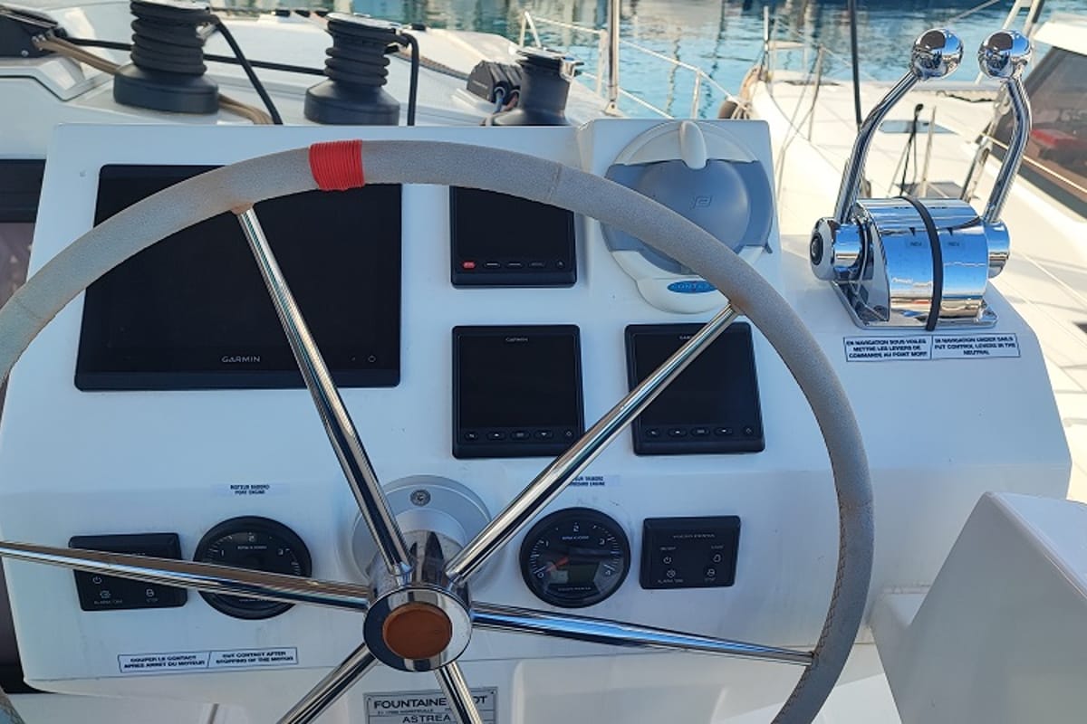Reina, a Fountaine Pajot Astrea 42 catamaran at Fethiye, Turkey