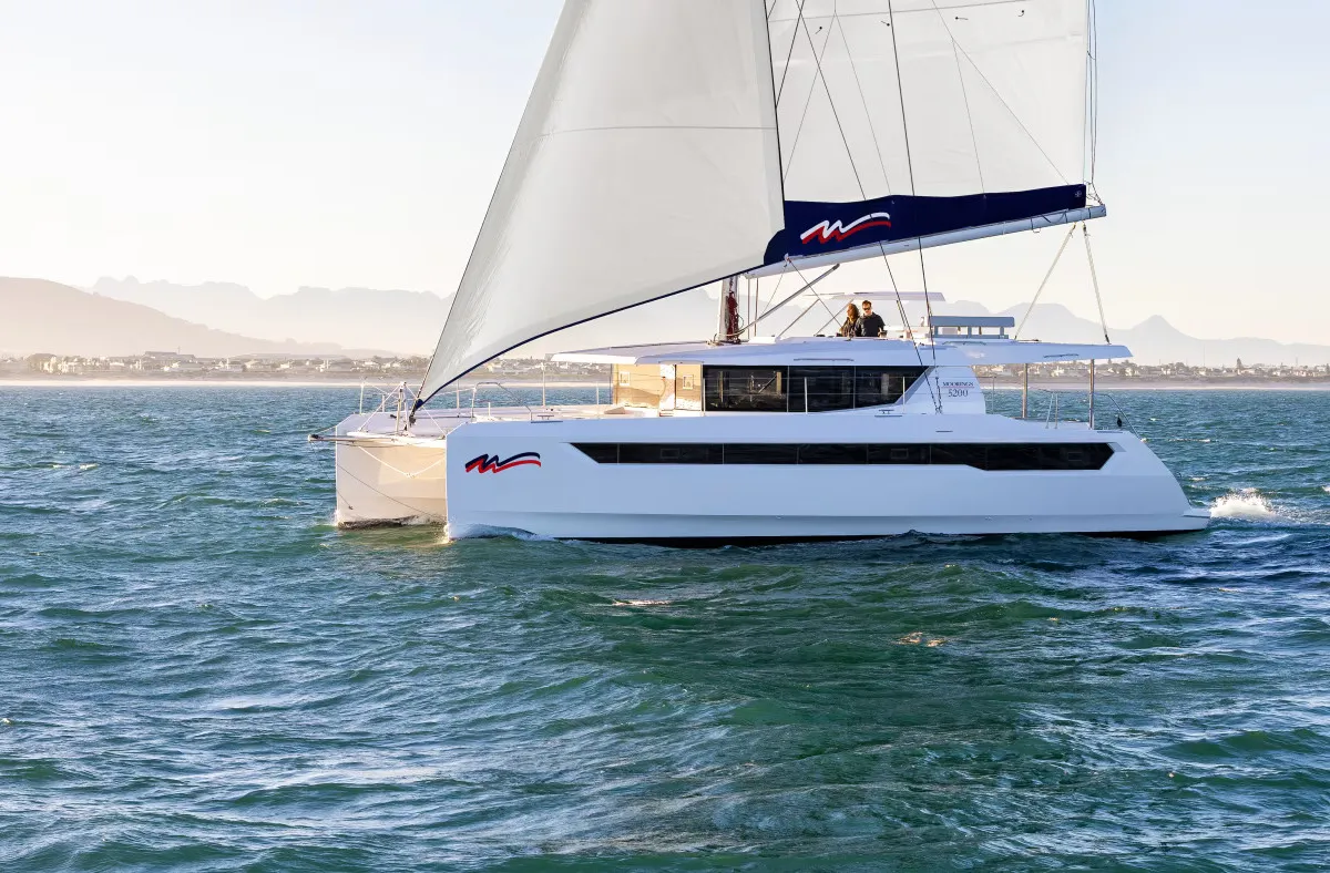 Exterior view of Moorings 5200 Exclusive Plus, a Leopard 52 catamaran at Marigot, France