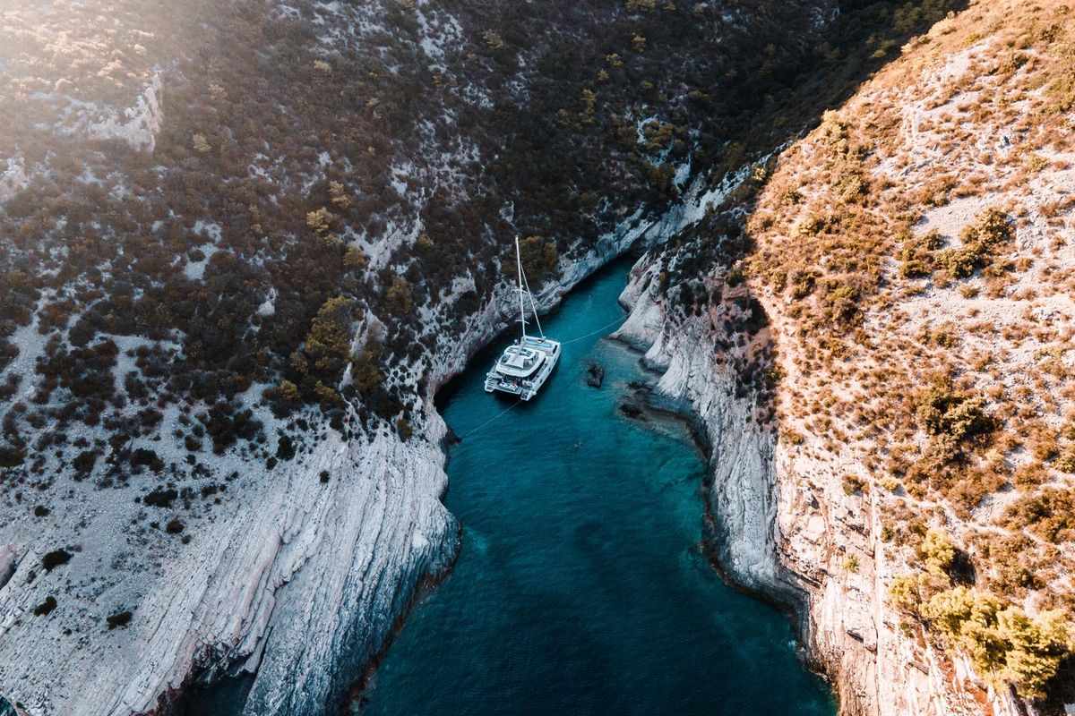Exterior view of Sinata, a Sunreef Yachts Sunreef 60 catamaran at Općina Rogoznica, Croatia