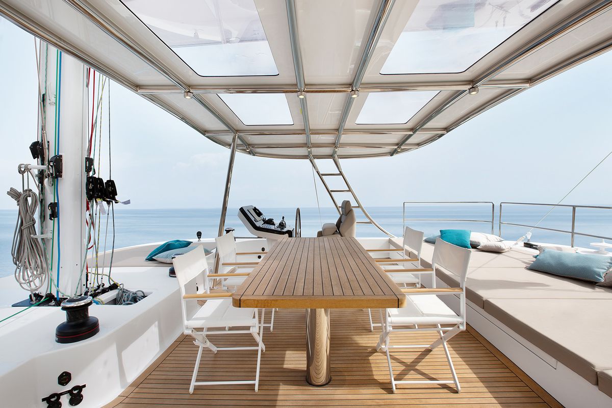 Deck of Sinata, a Sunreef Yachts Sunreef 60 catamaran at Općina Rogoznica, Croatia