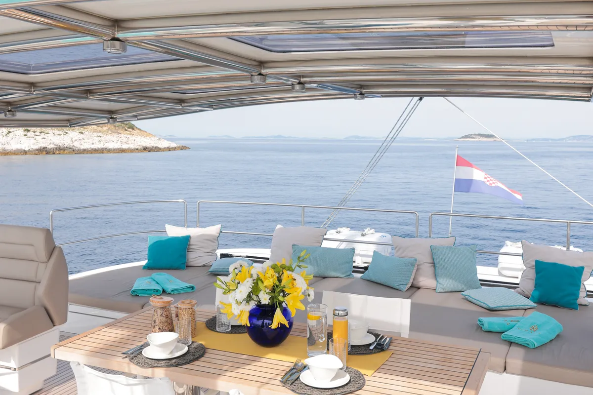 Deck of Sinata, a Sunreef Yachts Sunreef 60 catamaran at Općina Rogoznica, Croatia