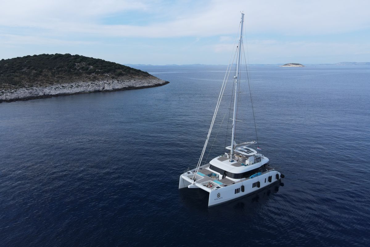 Exterior view of Sinata, a Sunreef Yachts Sunreef 60 catamaran at Općina Rogoznica, Croatia