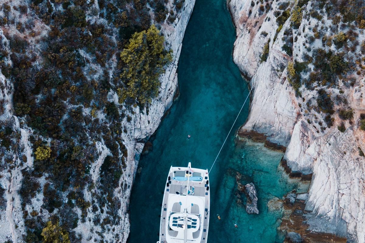 Exterior view of Sinata, a Sunreef Yachts Sunreef 60 catamaran at Općina Rogoznica, Croatia