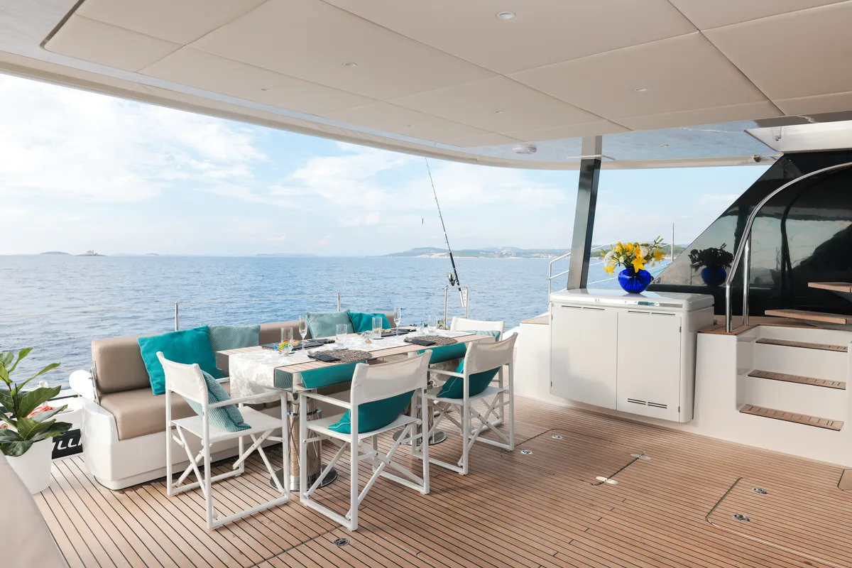 Deck of Sinata, a Sunreef Yachts Sunreef 60 catamaran at Općina Rogoznica, Croatia