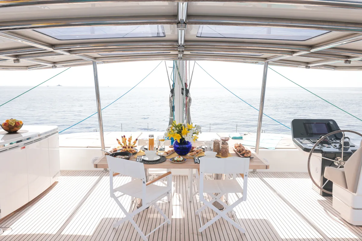 Deck of Sinata, a Sunreef Yachts Sunreef 60 catamaran at Općina Rogoznica, Croatia
