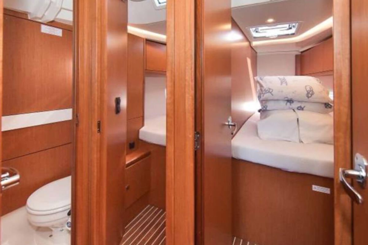 Cabin on Callisto, a Bavaria Cruiser 45 sailboat at Municipal Unit of Ellomenos, Greece