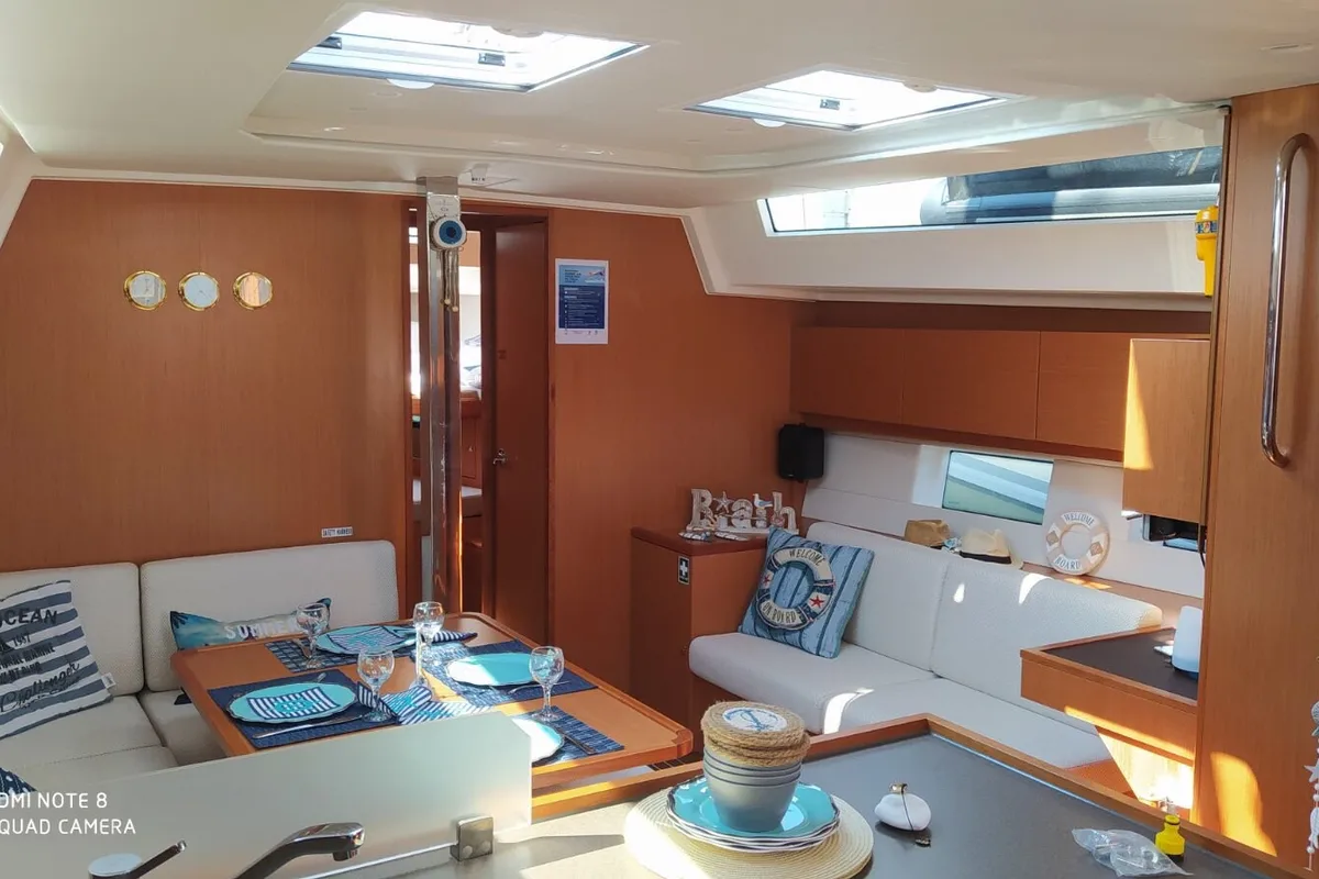 Salon of Callisto, a Bavaria Cruiser 45 sailboat at Municipal Unit of Ellomenos, Greece