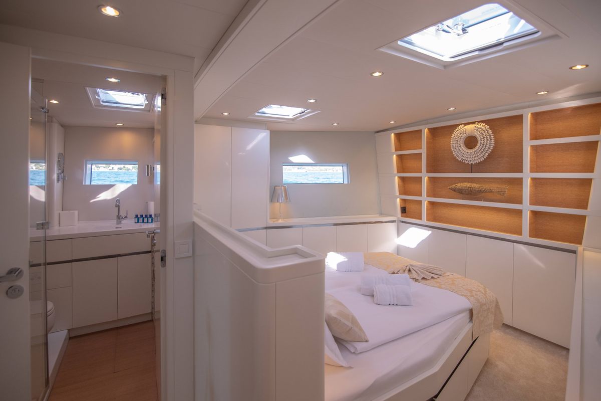 Cabin on Bubbles, a CNB 76 sailboat at Grad Kaštela, Croatia