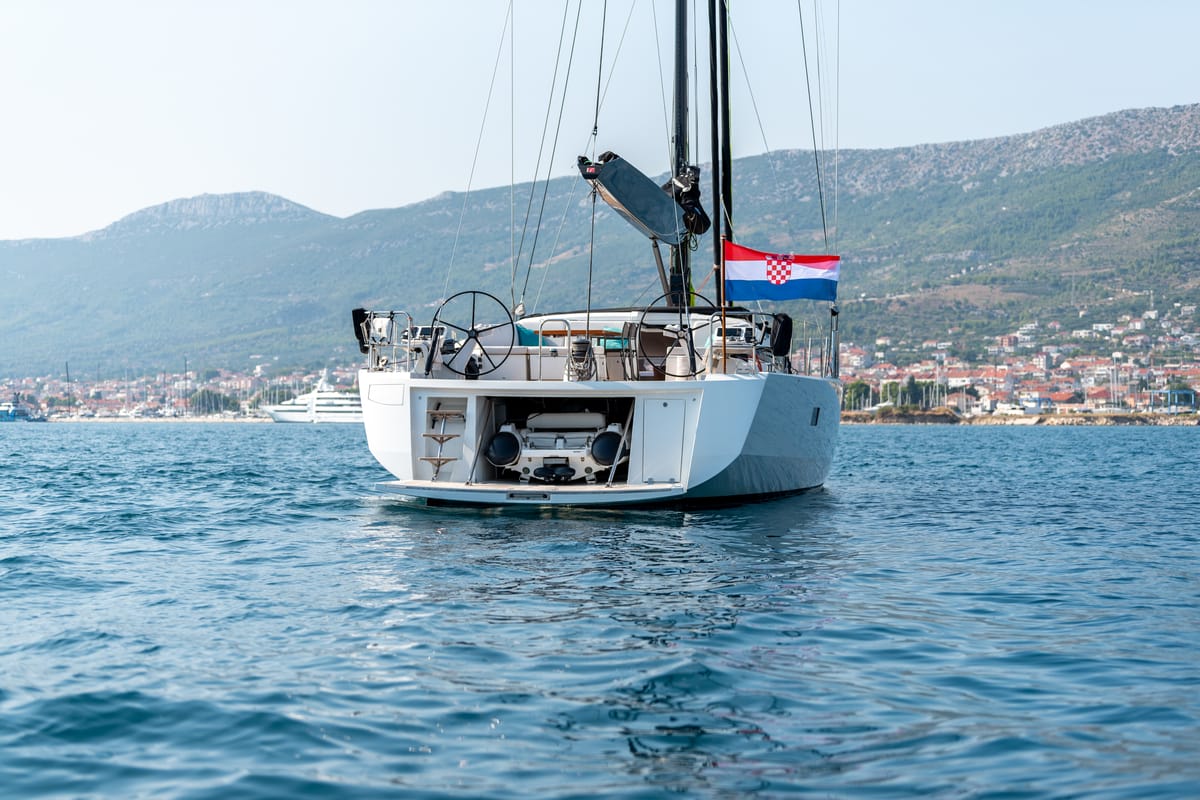 Bubbles, a CNB 76 sailboat at Grad Kaštela, Croatia
