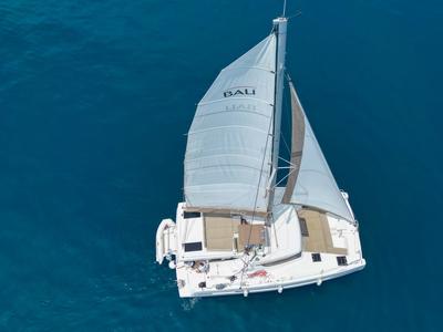 Deck of Osibova, a Bali Catspace catamaran at Grad Kaštela, Croatia