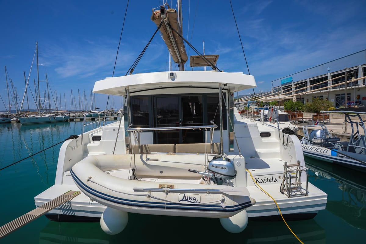 Exterior view of Osibova, a Bali Catspace catamaran at Grad Kaštela, Croatia