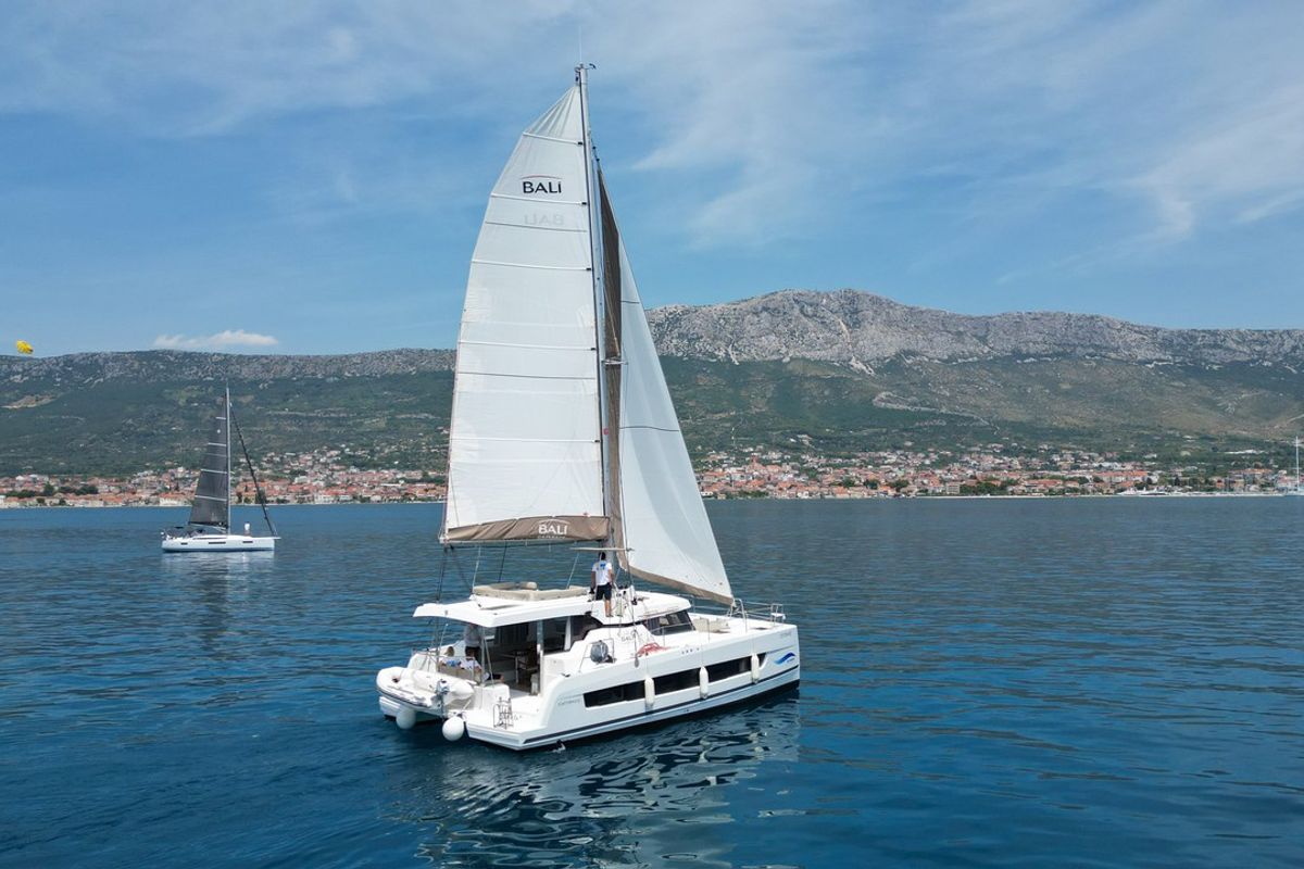 Exterior view of Osibova, a Bali Catspace catamaran at Grad Kaštela, Croatia