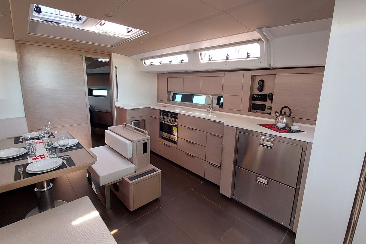 Galley of Nausicaä, a Hanse Yachts Hanse 460 sailboat at Rosignano Solvay, Italy