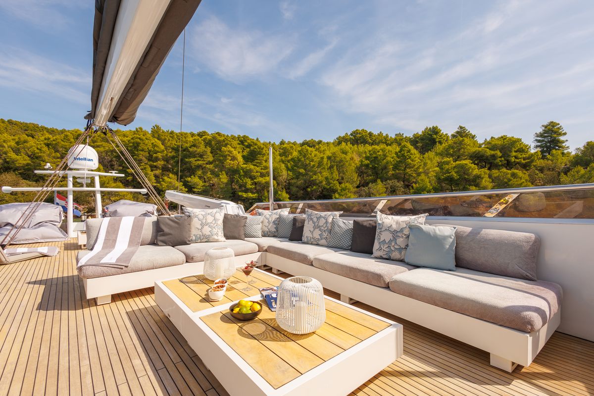 Deck of San Limi, a Gulet Motoryacht yacht at Split, Croatia