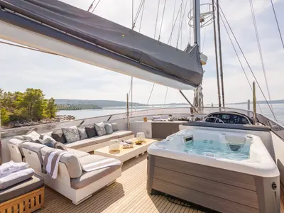 Deck of San Limi, a Gulet Motoryacht yacht at Split, Croatia