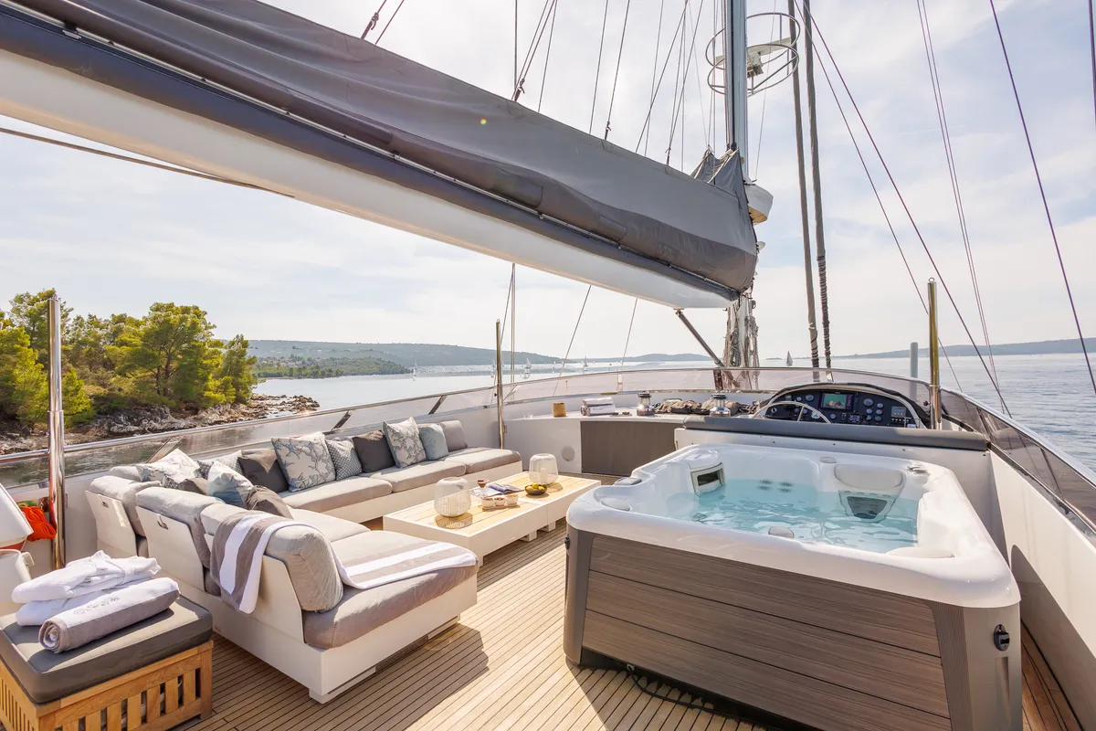 Deck of San Limi, a Gulet Motoryacht yacht at Split, Croatia