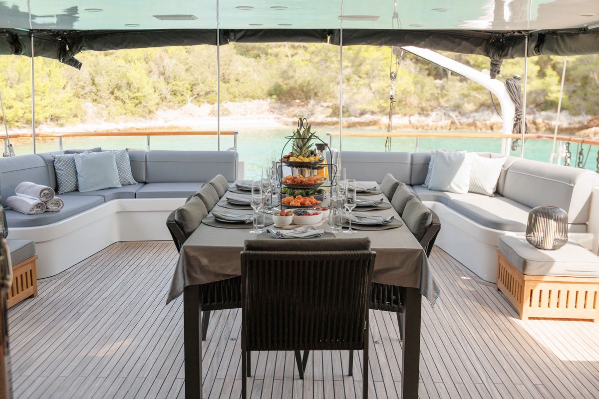 Deck of San Limi, a Gulet Motoryacht yacht at Split, Croatia