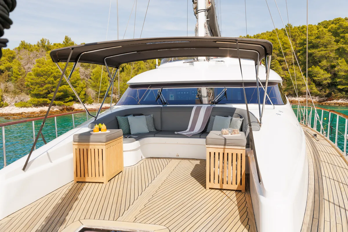 Deck of San Limi, a Gulet Motoryacht yacht at Split, Croatia