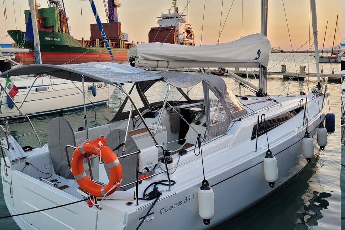 Trapani Vela Club, a Beneteau Oceanis 34.1 sailboat at Trapani, Italy