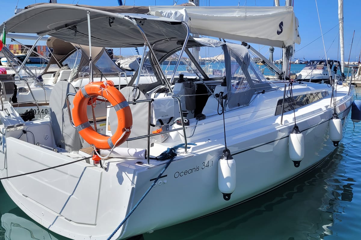 Trapani Vela Club, a Beneteau Oceanis 34.1 sailboat at Trapani, Italy