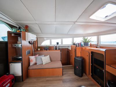 Salon of Faro, a Lagoon 570 catamaran at San Blas, Panama