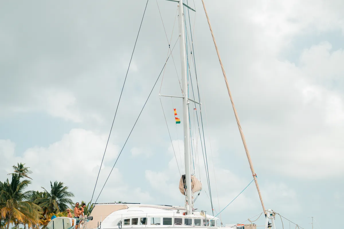 Exterior view of Faro, a Lagoon 570 catamaran at San Blas, Panama