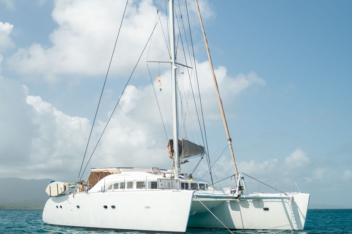 Exterior view of Faro, a Lagoon 570 catamaran at San Blas, Panama