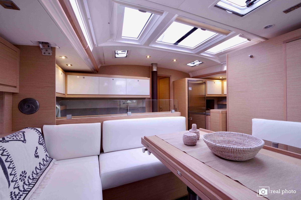 Salon of Cassiopea - A/C, Generator, Water maker, Solar Panel, a Dufour 530 sailboat at Castellammare di Stabia, Italy