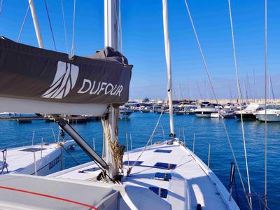 Deck of Cassiopea - A/C, Generator, Water maker, Solar Panel, a Dufour 530 sailboat at Castellammare di Stabia, Italy