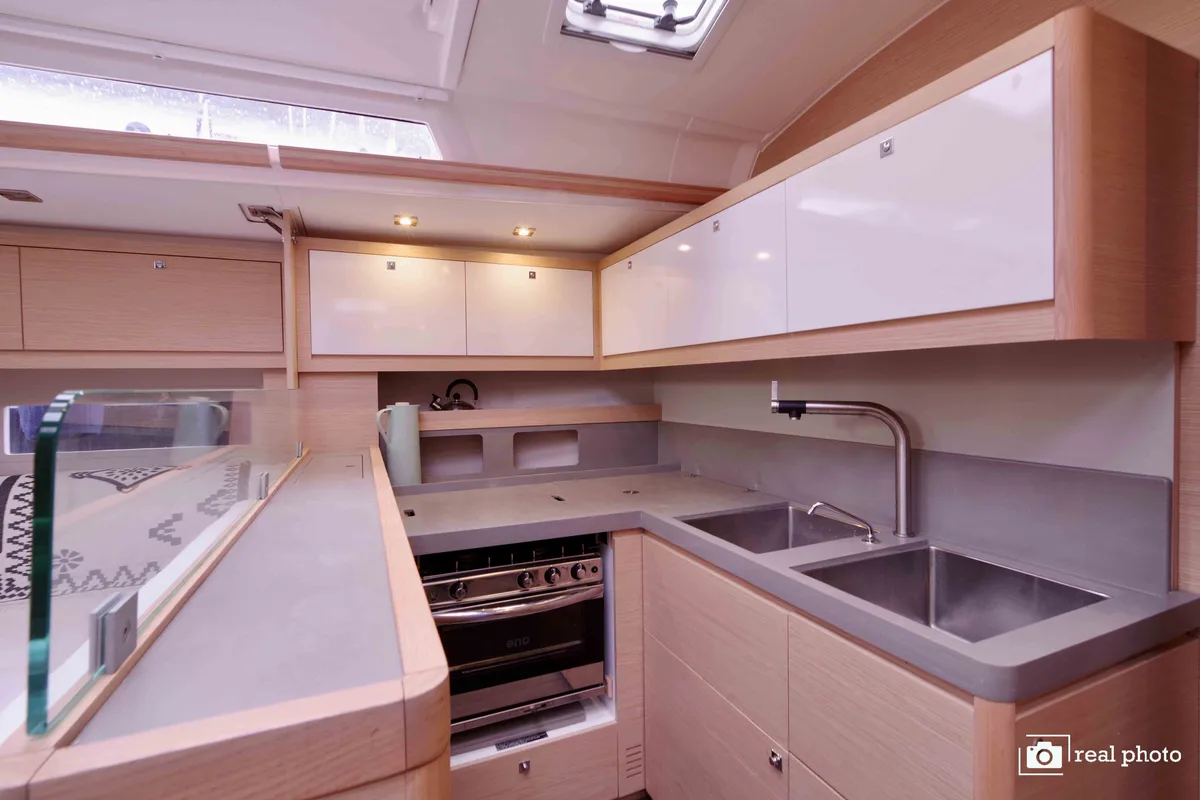 Galley of Cassiopea - A/C, Generator, Water maker, Solar Panel, a Dufour 530 sailboat at Castellammare di Stabia, Italy