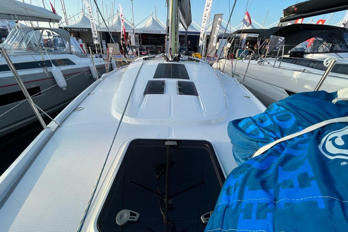 Deck of ULTRA FIRST, a Beneteau First 36 sailboat at Split, Croatia