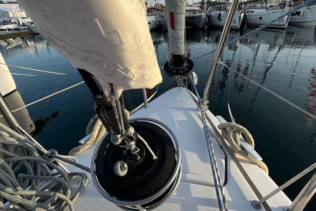 Deck of ULTRA FIRST, a Beneteau First 36 sailboat at Split, Croatia