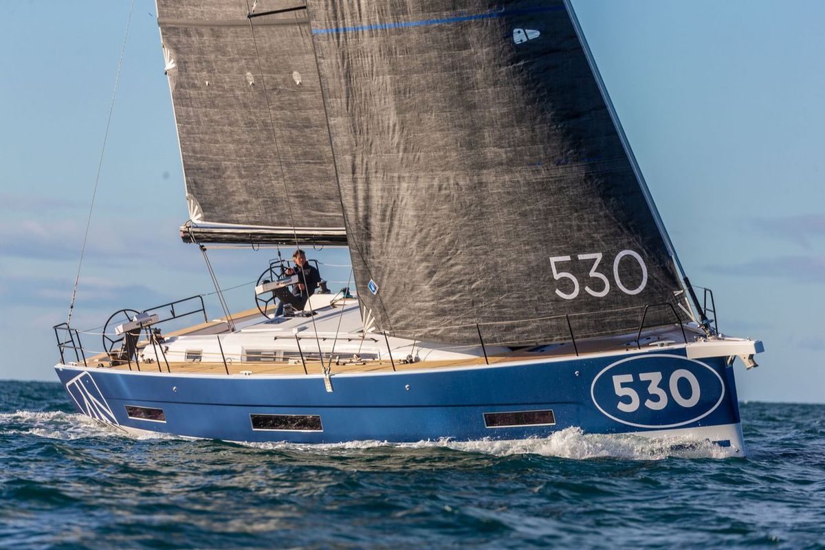 Exterior view of Cholita, a Dufour 530 sailboat at Road Town, British Virgin Islands