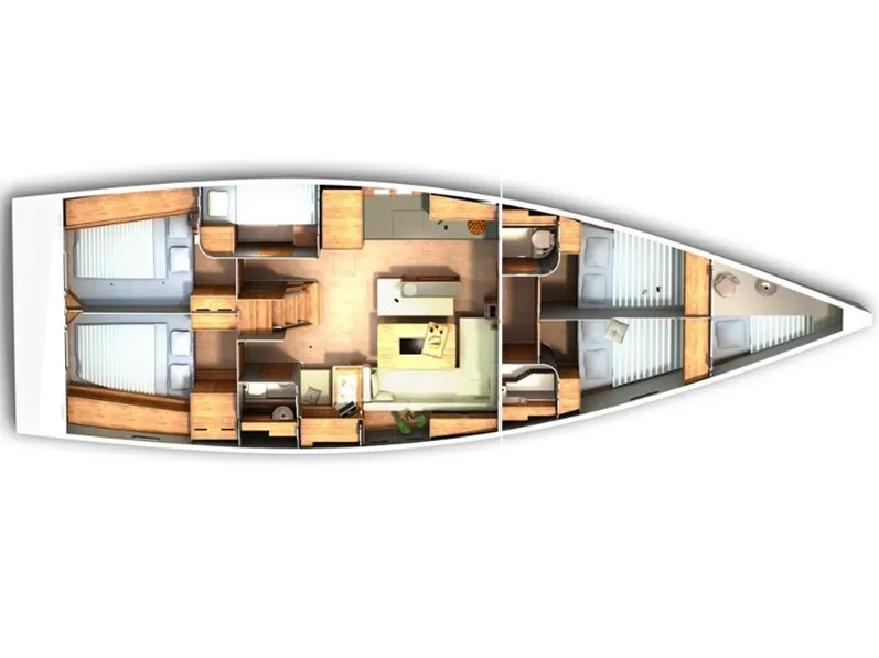 Floor plan of Vala, a Hanse Yachts Hanse 505 sailboat at Općina Sukošan, Croatia