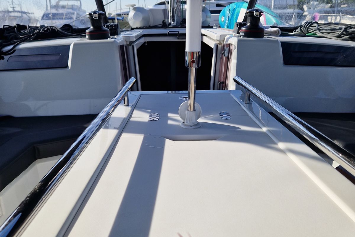 Deck of Marilena, a Beneteau Oceanis 40.1 sailboat at Athens, Greece