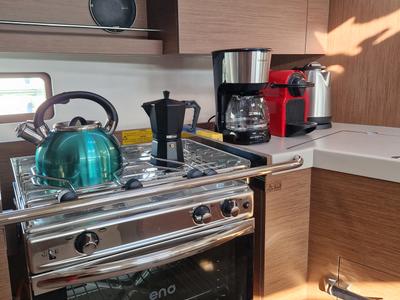 Galley of Marilena, a Beneteau Oceanis 40.1 sailboat at Athens, Greece